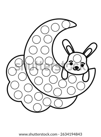 Dot markers pages with animal, vector outline illustration.