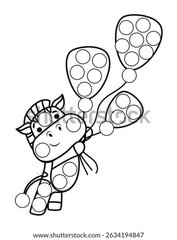 Dot markers pages with animal, vector outline illustration.