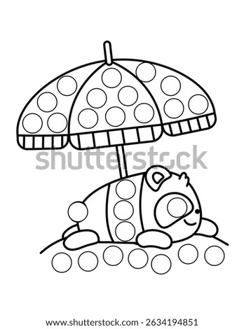 Dot markers pages with animal, vector outline illustration.