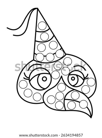 Dot markers pages with animal, vector outline illustration.