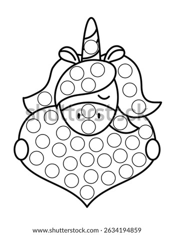 Dot markers pages with animal, vector outline illustration.