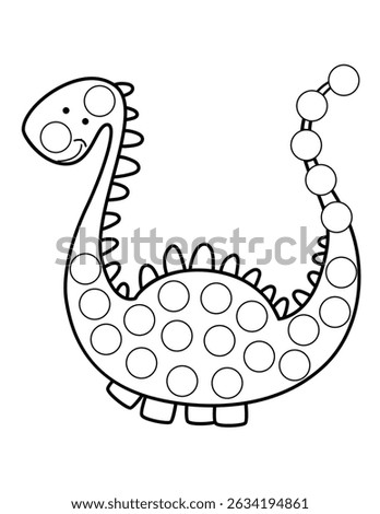 Dot markers pages with animal, vector outline illustration.