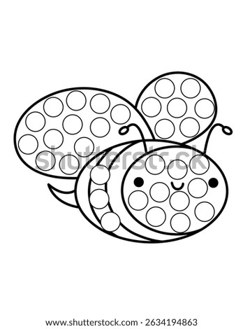 Dot markers pages with animal, vector outline illustration.