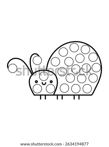 Dot markers pages with animal, vector outline illustration.