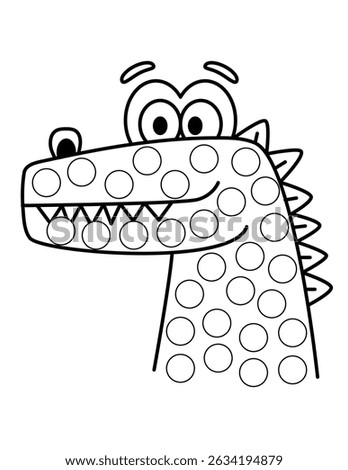 Dot markers pages with animal, vector outline illustration.