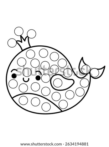 Dot markers pages with animal, vector outline illustration.