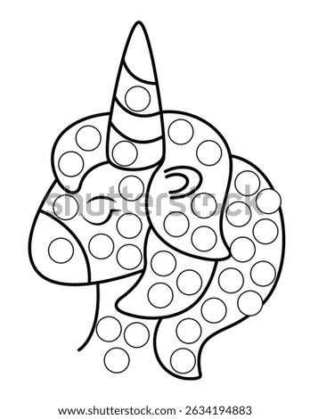 Dot markers pages with animal, vector outline illustration.