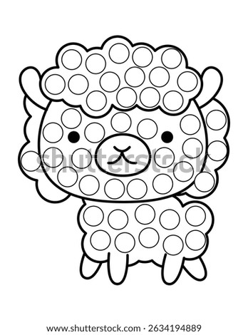 Dot markers pages with animal, vector outline illustration.