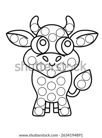 Dot markers pages with animal, vector outline illustration.