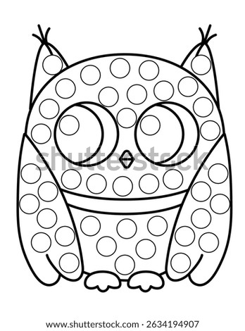 Dot markers pages with animal, vector outline illustration.