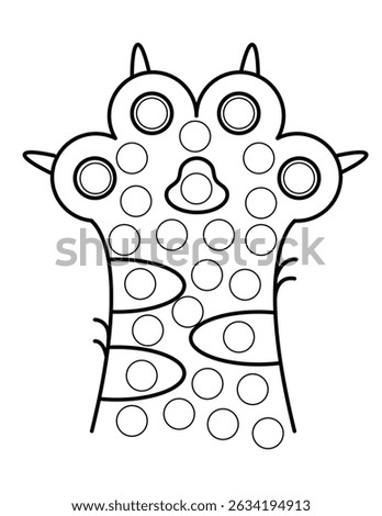 Dot markers pages with animal, vector outline illustration.