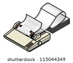 A dot matrix printer with tractor-feed fan-fold paper.