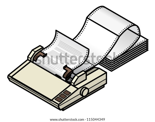 Dot Matrix Printer Tractorfeed Fanfold Paper Stock Vector Royalty Free 115044349 4880