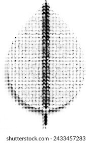 A dot matrix style representation of a leaf with a symmetrical pattern.