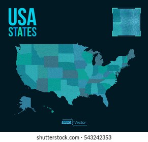 Dot Matrix Vector United States Map - Detailed EPS10 vector - Organized layers