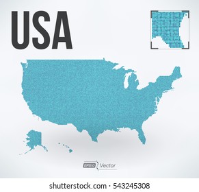 Dot Matrix Vector United States Map - One State-One layer - Detailed EPS10 vector