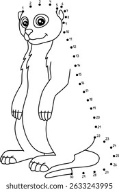 Dot to Dot Meerkat Animal Isolated Coloring Page 