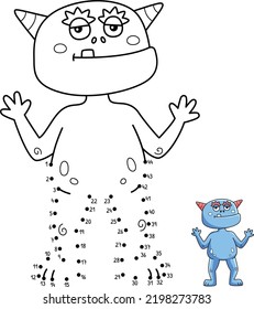 Dot to Dot Monster Cat Isolated Coloring Page