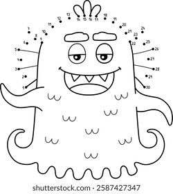 Dot to Dot Monster with Fins Isolated Coloring 