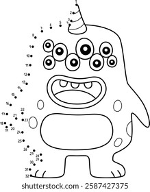 Dot to Dot Monster with Multiple Eyes Isolated 