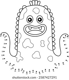 Dot to Dot Monster Octopus Isolated Coloring 