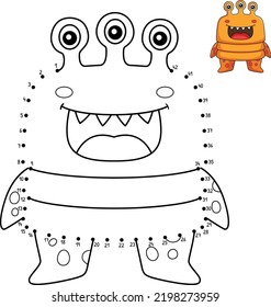 Dot to Dot Monster Three Eyed Isolated Coloring