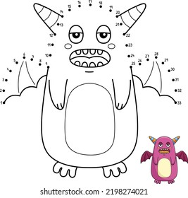 Dot to Dot Monster With Wings Isolated Coloring 