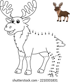 Dot to Dot Moose Animal Isolated Coloring Page 