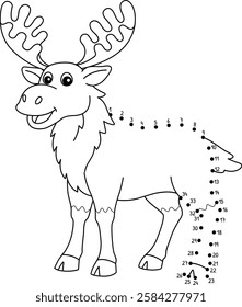 Dot to Dot Moose Animal Isolated Coloring Page