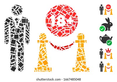 Dot Mosaic basiert nur auf Erwachsenen. Mosaike Vektorillustration nur für Erwachsene wird mit zufälligen Rechteckelementen gebildet. Bonussymbole werden hinzugefügt.