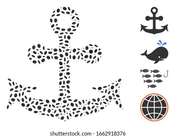 Dot Mosaic based on anchor. Mosaic vector anchor is created with random oval spots.