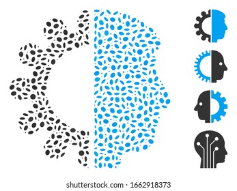 Dot Mosaic based on android head. Mosaic vector android head is composed with randomized oval dots.