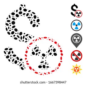 Dot Mosaic based on atomic credit. Mosaic vector atomic credit is composed with random oval items. Bonus icons are added.
