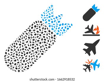 Mosaico de puntos basado en la bomba de aviación. La bomba de aviación vector mosaico está compuesta por elementos elípticos aleatorios.