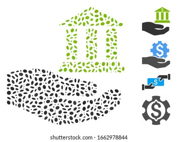 Dot Mosaic based on bank service hand. Mosaic vector bank service hand is formed with scattered ellipse items.