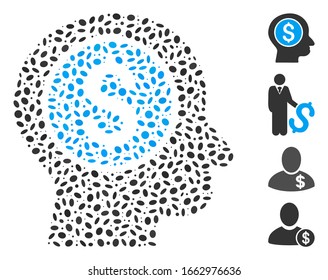 Dot Mosaic based on banker. Mosaic vector banker is formed with randomized ellipse items.