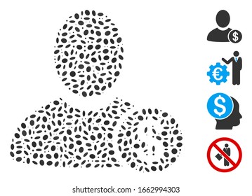 Dot Mosaic based on banker. Mosaic vector banker is composed with random oval items.