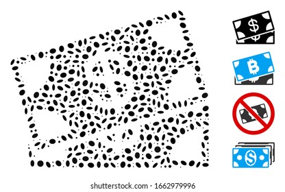 Dot Mosaic based on banknotes. Mosaic vector banknotes is formed with randomized elliptic items.