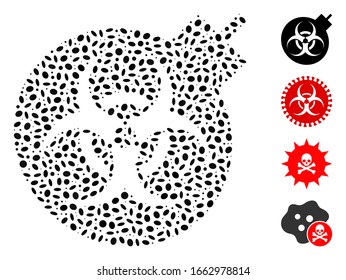 Dot Mosaic auf der Grundlage biologischer Waffen. Die biologischen Waffen der Vektorillustration der Mosaike bestehen aus verstreuten ovalen Elementen.