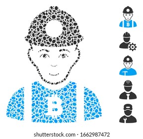 Dot Mosaic based on Bitcoin miner. Mosaic vector Bitcoin miner is composed with scattered elliptic items.