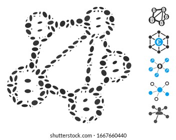 Dot Mosaic based on Bitcoin network. Mosaic vector Bitcoin network is designed with random elliptic dots. Bonus icons are added.