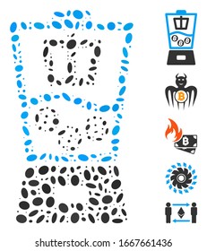 Dot Mosaic based on Bitcoin mixer. Mosaic vector Bitcoin mixer is designed with random ellipse dots. Bonus icons are added.