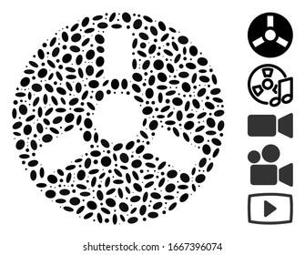 Dot Mosaic based on bobbin. Mosaic vector bobbin is designed with scattered oval items. Bonus icons are added.