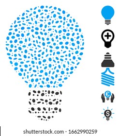 Dot Mosaic based on bulb. Mosaic vector bulb is designed with scattered ellipse elements.