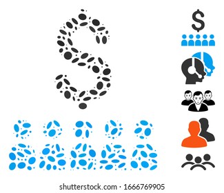 Dot Mosaic based on business education. Mosaic vector business education is formed with randomized elliptic spots. Bonus icons are added.