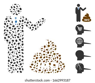 Dot Mosaic based on businessman show IMO shit. Mosaic vector businessman show IMO shit is formed with randomized elliptic spots.