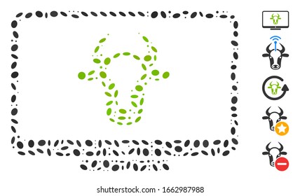 Dot Mosaic based on cattle monitor. Mosaic vector cattle monitor is designed with scattered ellipse elements.
