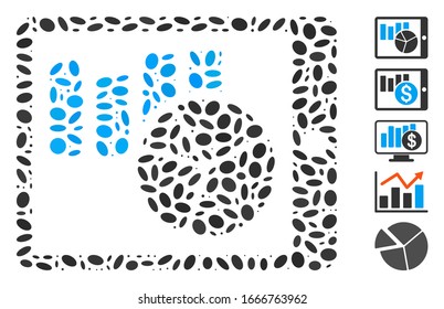 Dot Mosaic based on charts on PDA. Mosaic vector charts on PDA is designed with randomized ellipse dots. Bonus icons are added.