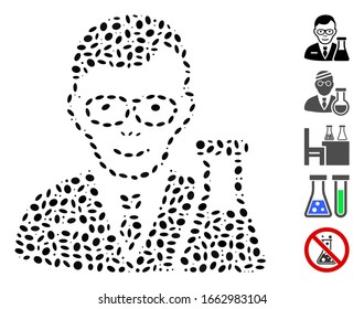 Dot Mosaic based on chemist. Mosaic vector chemist is composed with randomized elliptic spots.