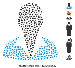 Mosaico de puntos basado en el empleado. El empleado vectorial mosaico está diseñado con elementos de elipse dispersos.